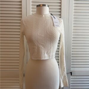 Reiss Cream Textured Crop Top